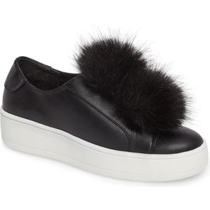 STEVE MADDEN Faux Fur Pom Pom Sneakers